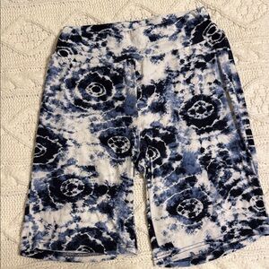 New Look Blue and White Tie-Dye Bike Shorts